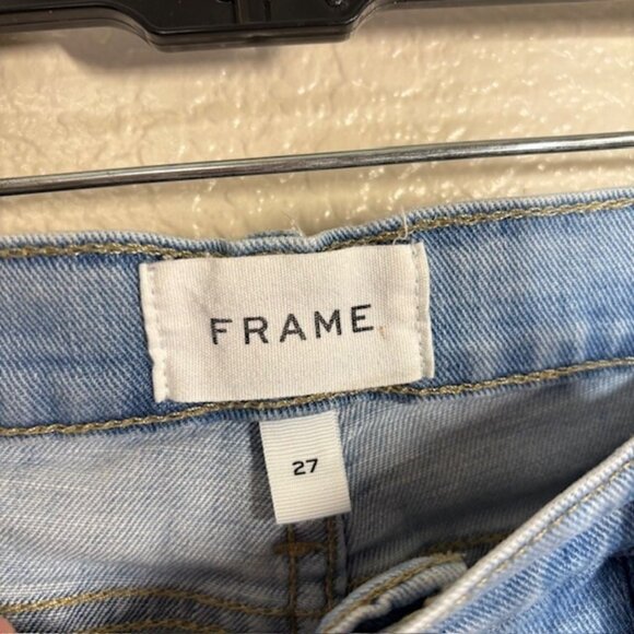 FRAME Jeans Womens 27 Le Garcon Crop Distressed Raw Hem Denim - Picture 3 of 6